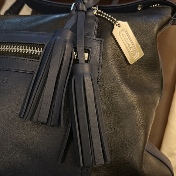 Coach Colorblock Legacy Leather Satchel Black Navy - Picture 10 of 10